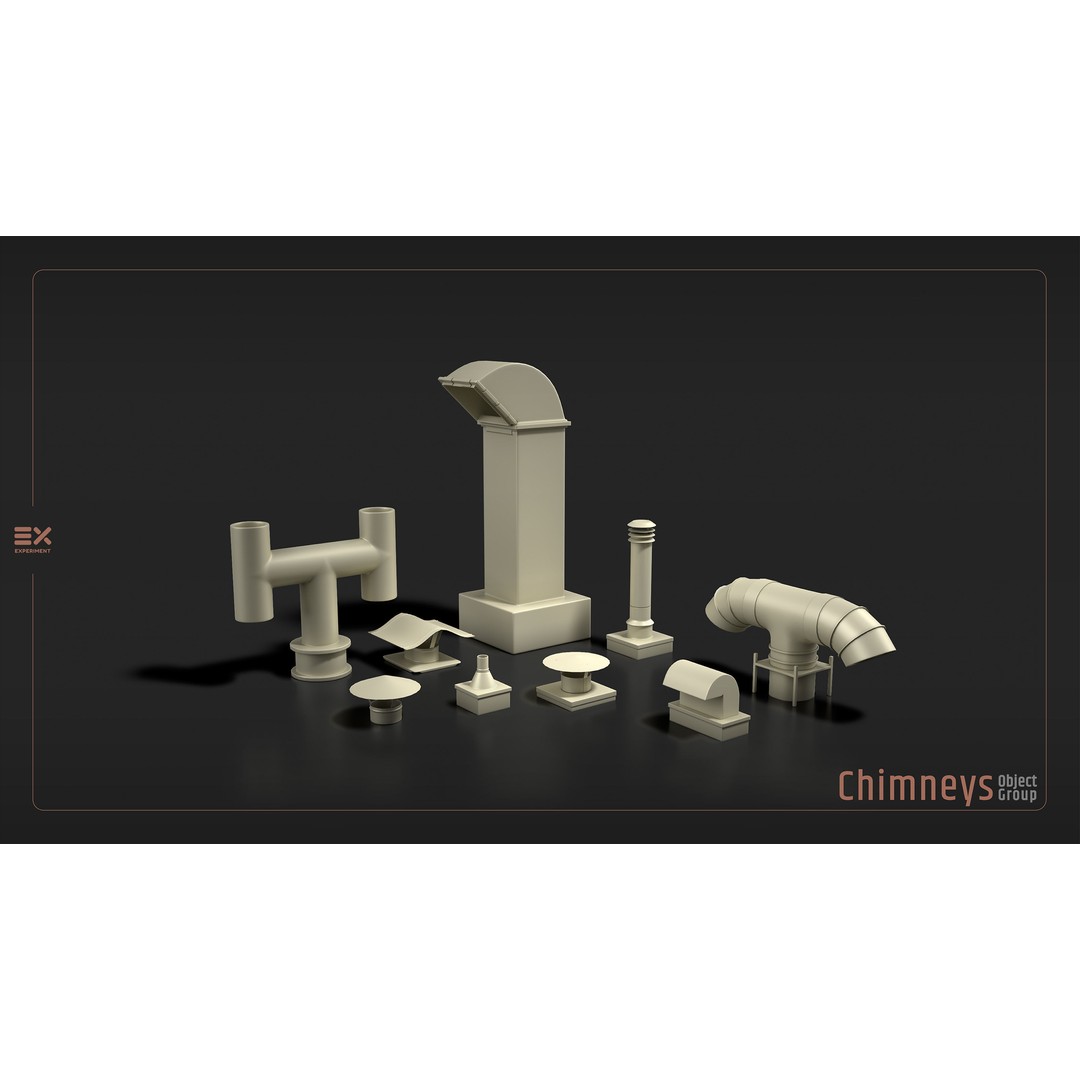 Rooftop Props 3D Model – Low Poly Exterior Assets, FBX, OBJ - View 11