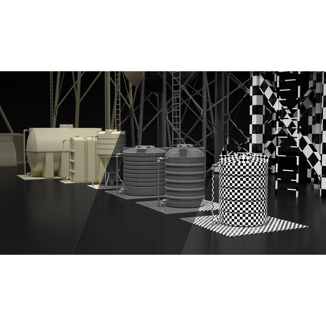 Rooftop Props 3D Model – Low Poly Exterior Assets, FBX, OBJ - View 6