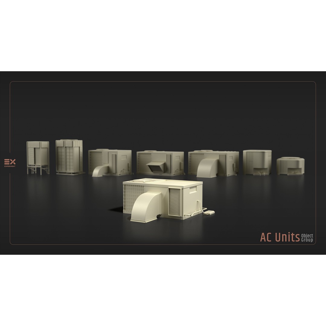 Rooftop Props 3D Model – Low Poly Exterior Assets, FBX, OBJ - View 8