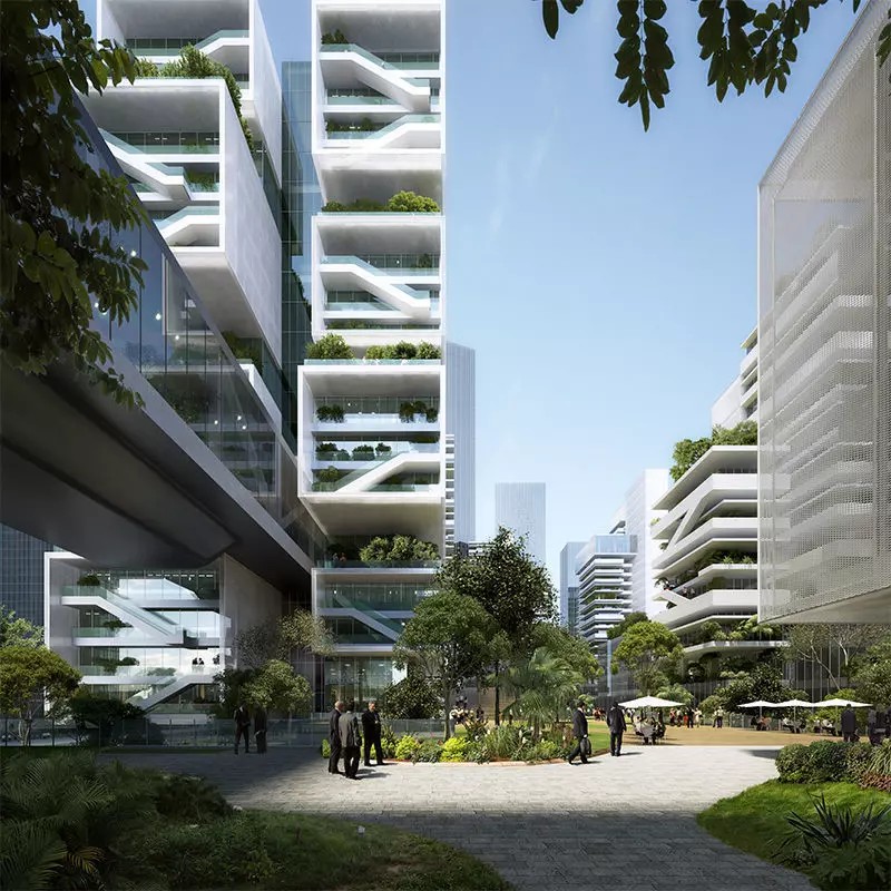 Waterfront Vertical Garden Towers 3D Model – High-Quality Archviz Asset, FBX, OBJ - View 4
