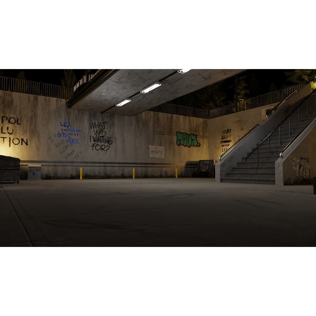 Urban Under Bridge Scene 3D Model – High Poly Game Ready, FBX, Blender