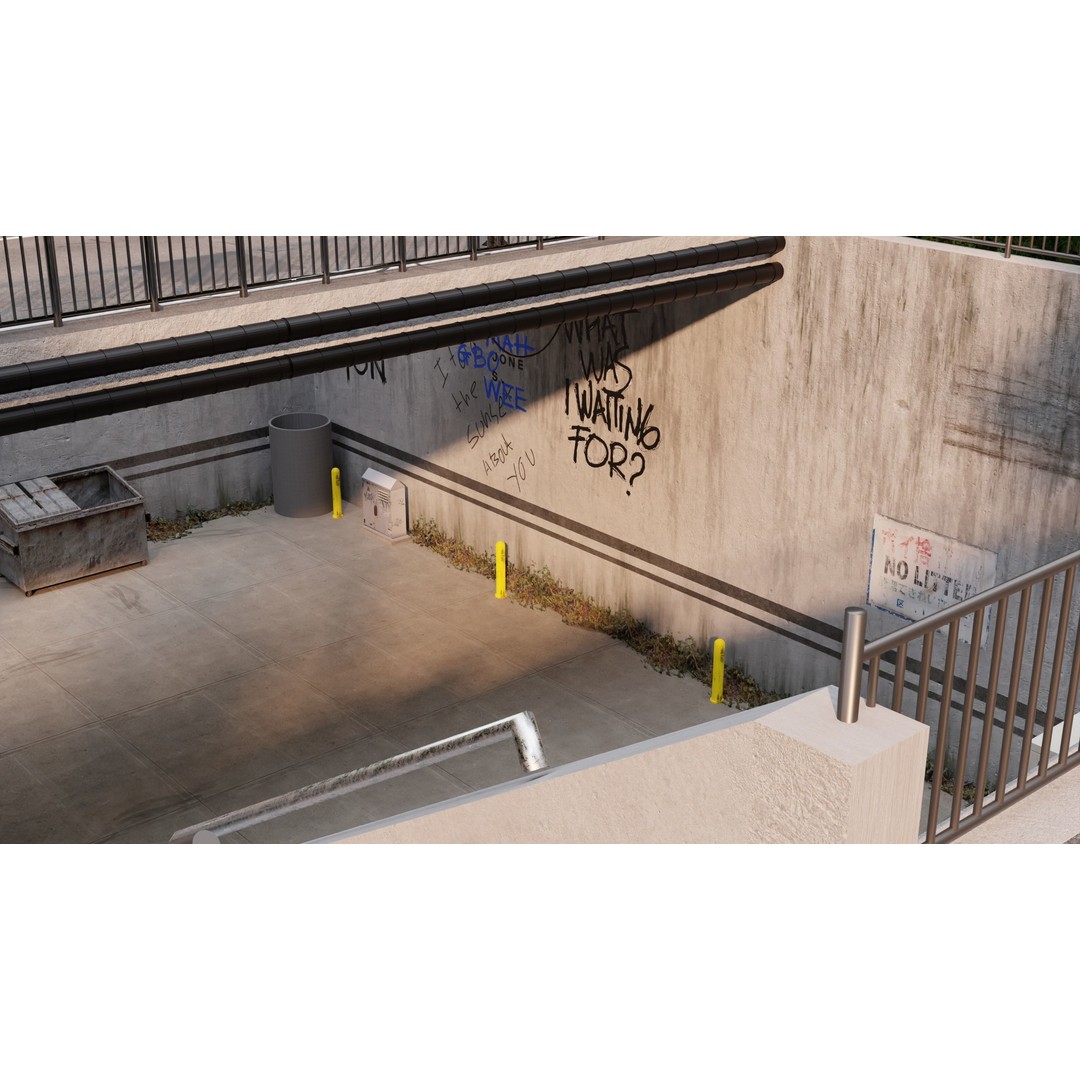 Urban Under Bridge Scene 3D Model – High Poly Game Ready, FBX, Blender - View 5