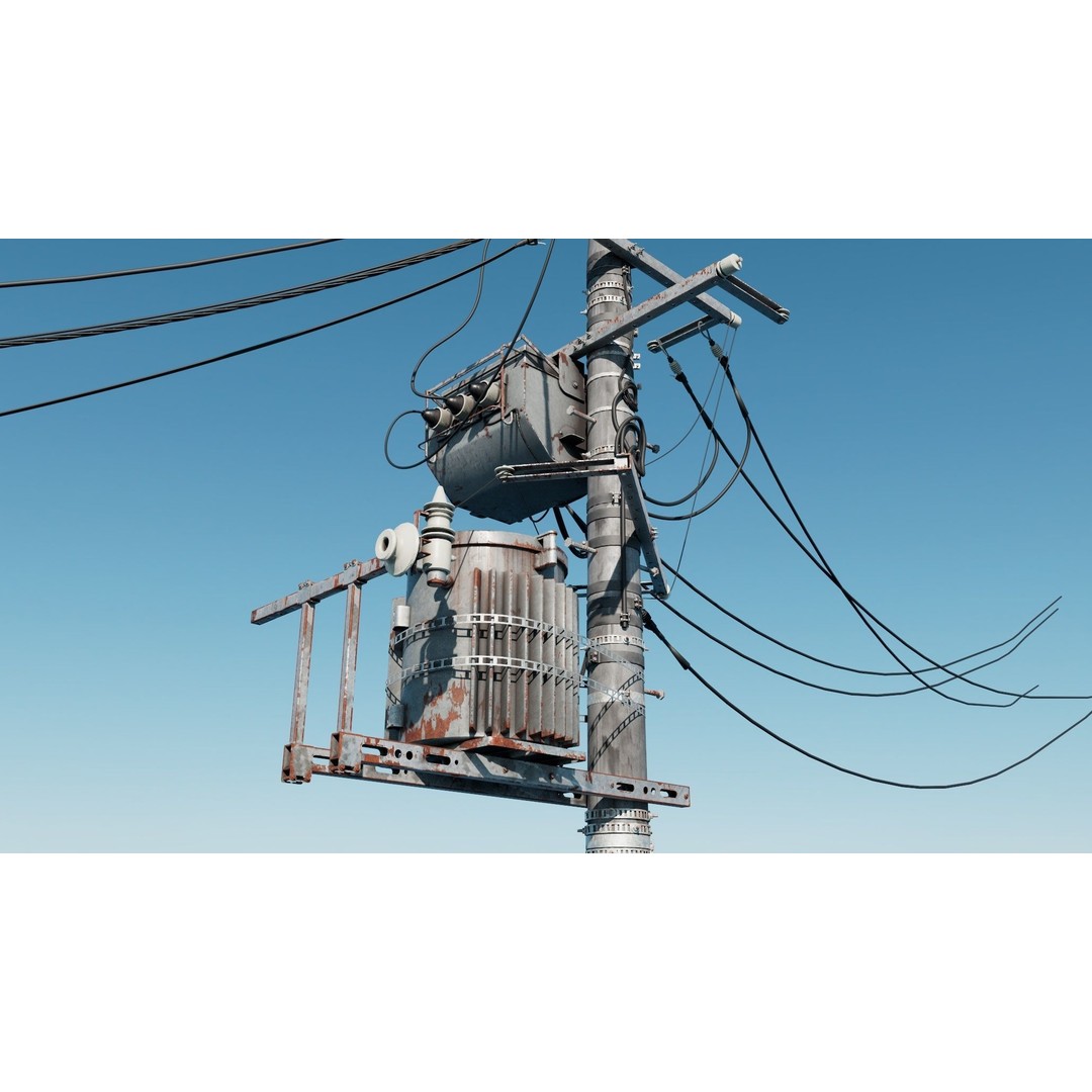 Japan Electric Pole 3D Model – Photorealistic Utility Asset, FBX - View 3