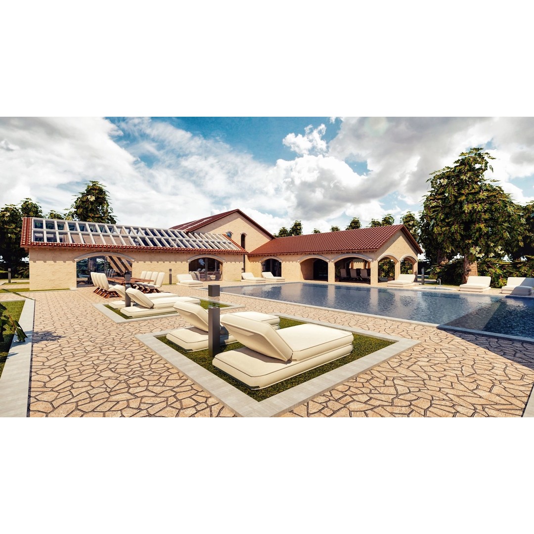 Modern Luxury Villa 3D Model – Spanish Style, Low Poly, Game Ready - View 10