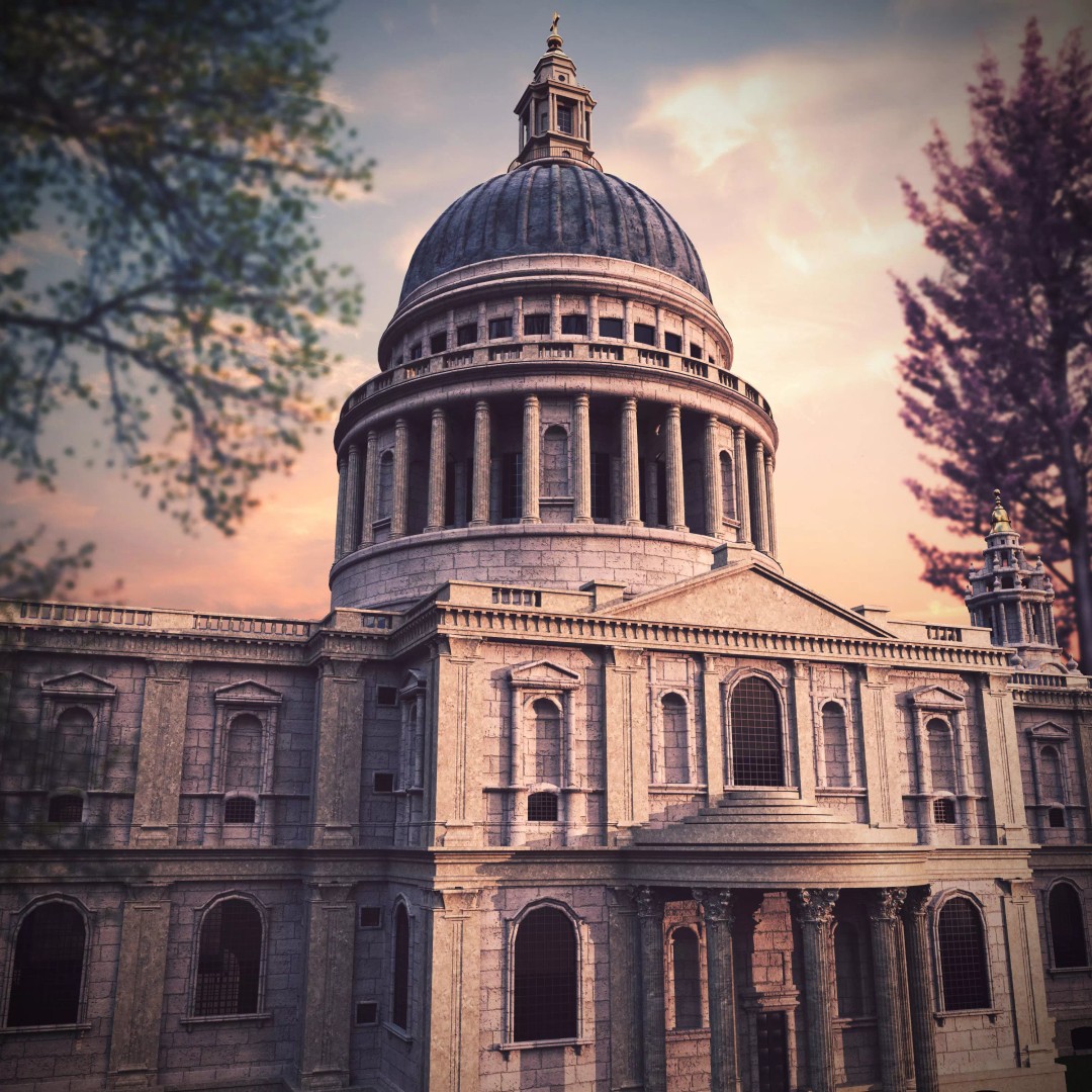 St Pauls Cathedral 3D Model – Low Poly Game Ready, FBX, OBJ - View 2