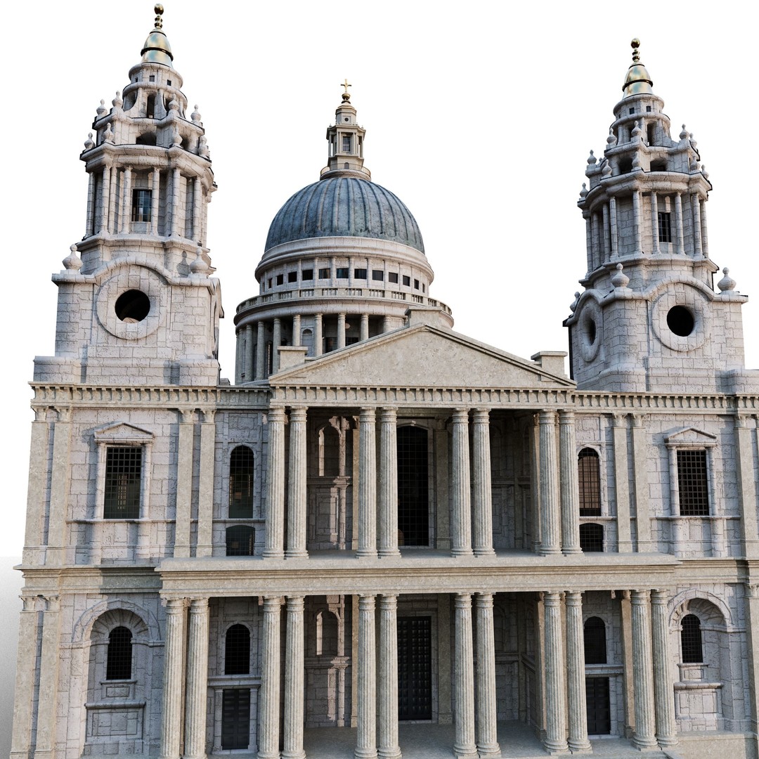 St Pauls Cathedral 3D Model – Low Poly Game Ready, FBX, OBJ - View 3