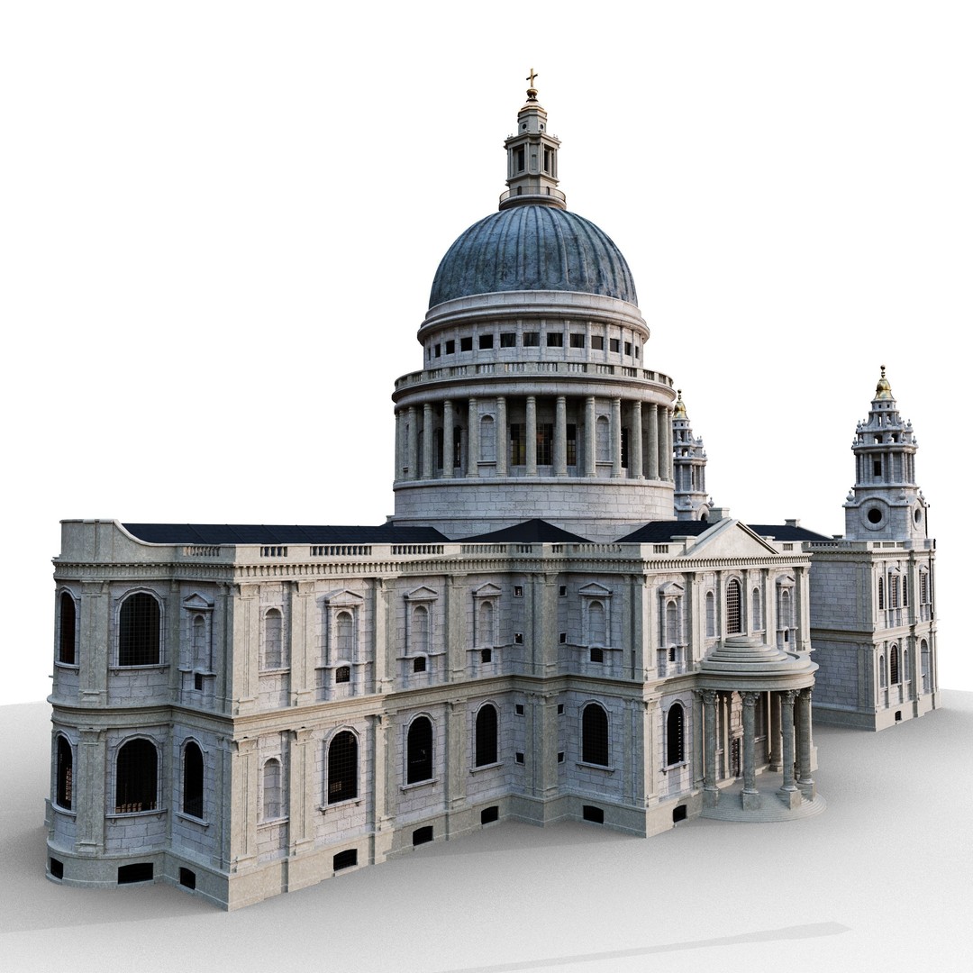 St Pauls Cathedral 3D Model – Low Poly Game Ready, FBX, OBJ - View 4