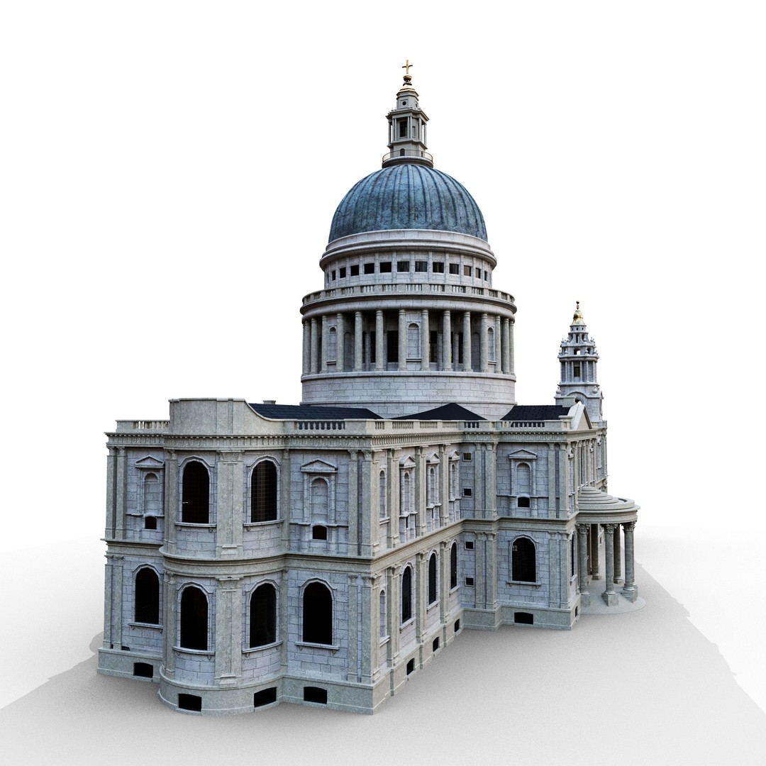 St Pauls Cathedral 3D Model – Low Poly Game Ready, FBX, OBJ - View 6
