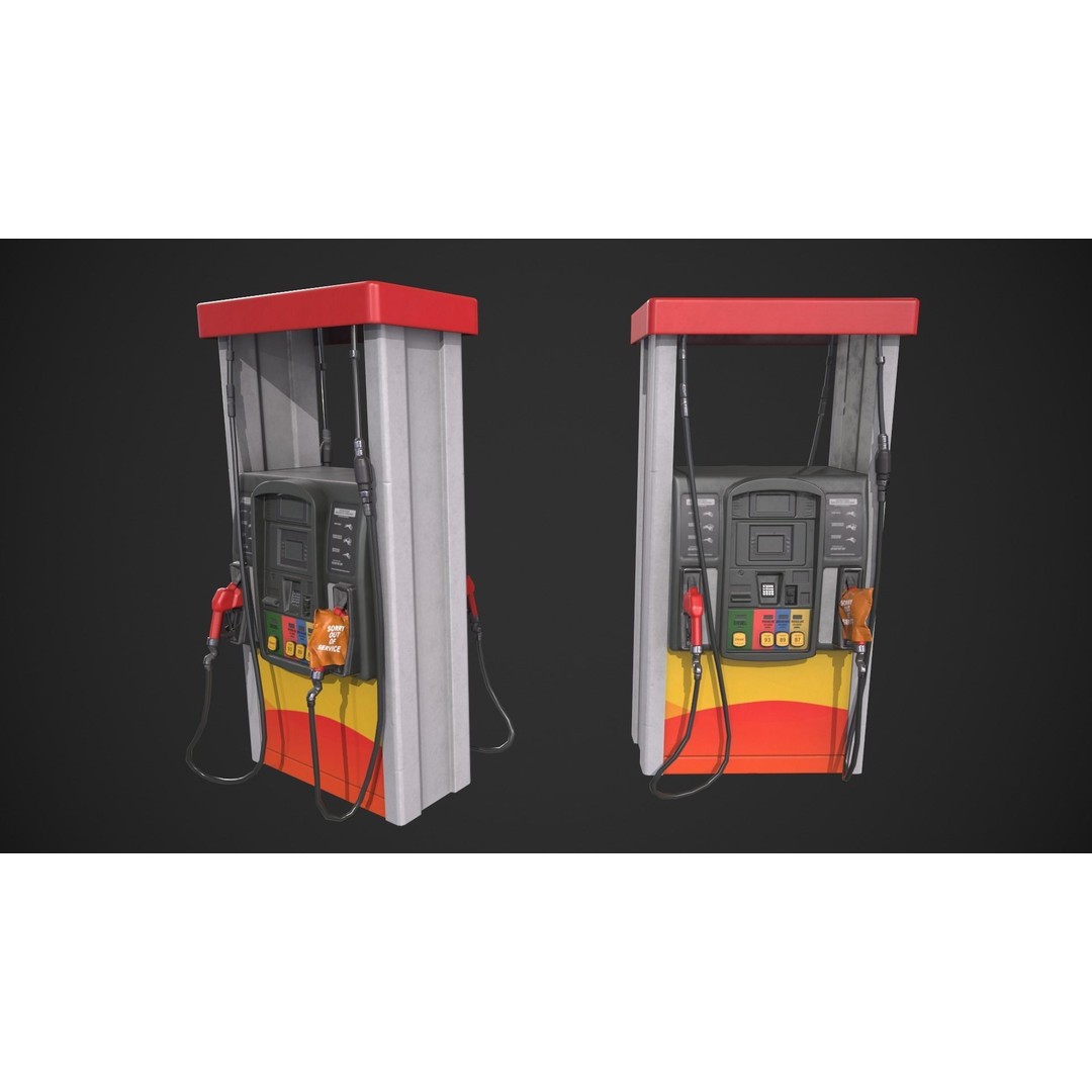 Gasoline Pump 3D Model – Low Poly Game-Ready Asset, FBX - View 11