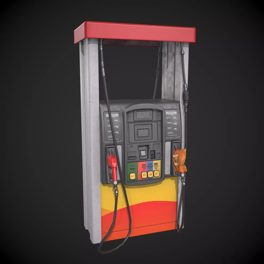 Gasoline Pump 3D Model – Low Poly Game-Ready Asset, FBX - View 2