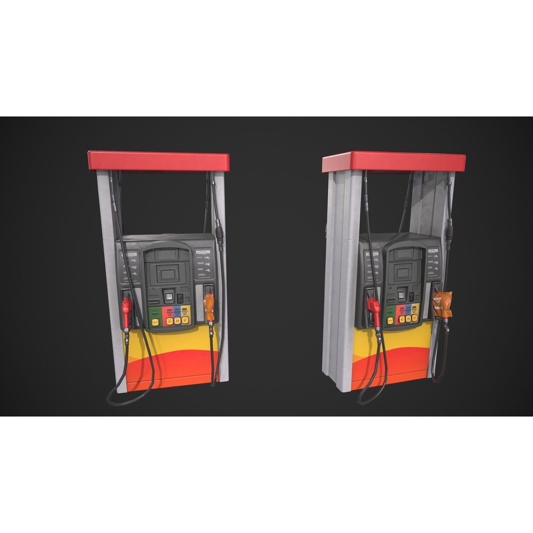 Gasoline Pump 3D Model – Low Poly Game-Ready Asset, FBX - View 3