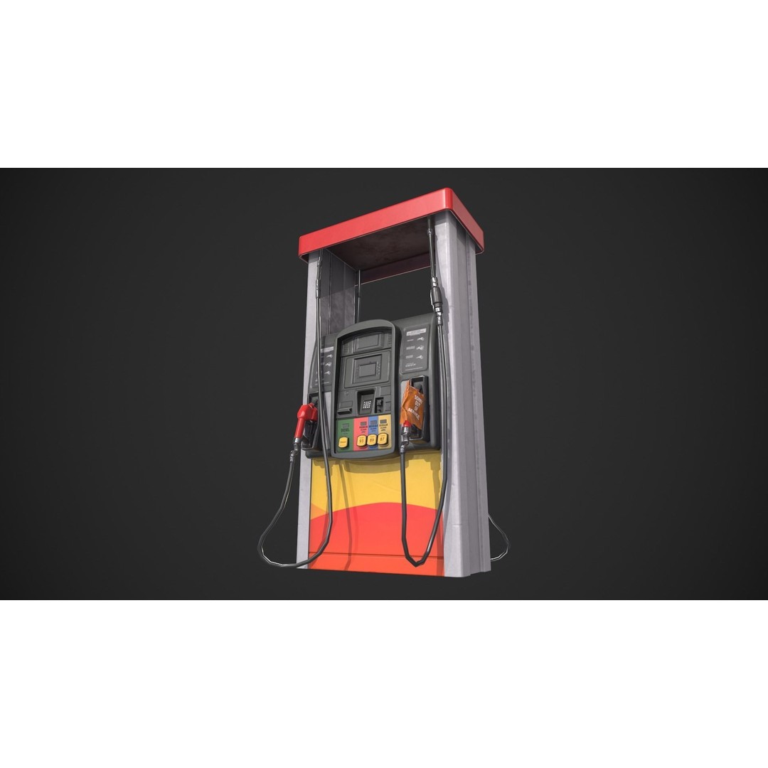 Gasoline Pump 3D Model – Low Poly Game-Ready Asset, FBX - View 7