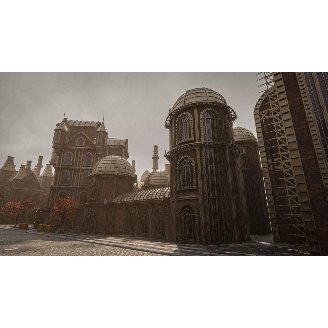 Steampunk Industrial Building 3D Model – Low Poly Game Asset, Blender - View 12