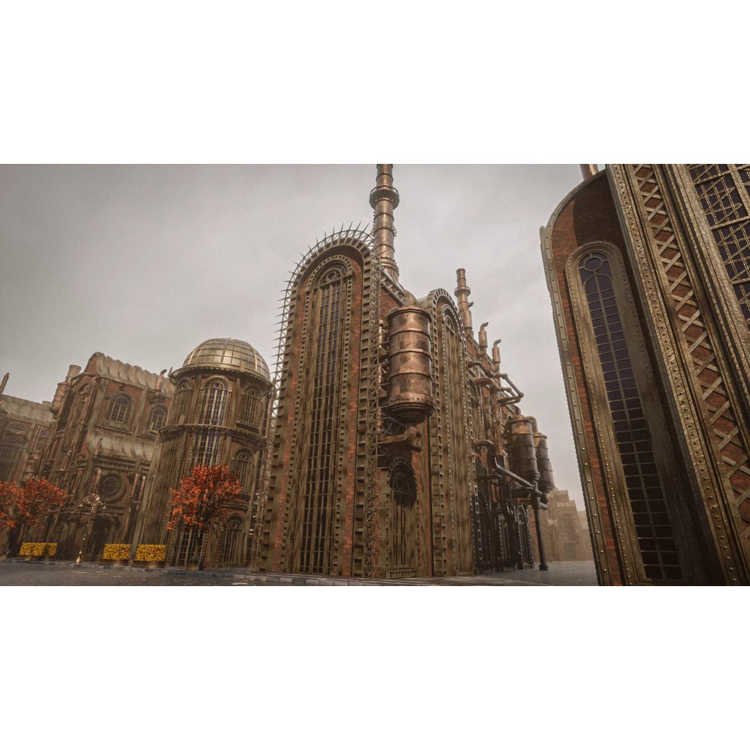 Steampunk Industrial Building 3D Model – Low Poly Game Asset, Blender - View 13