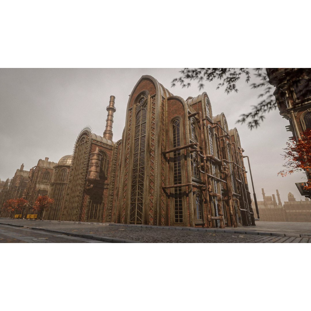 Steampunk Industrial Building 3D Model – Low Poly Game Asset, Blender - View 14