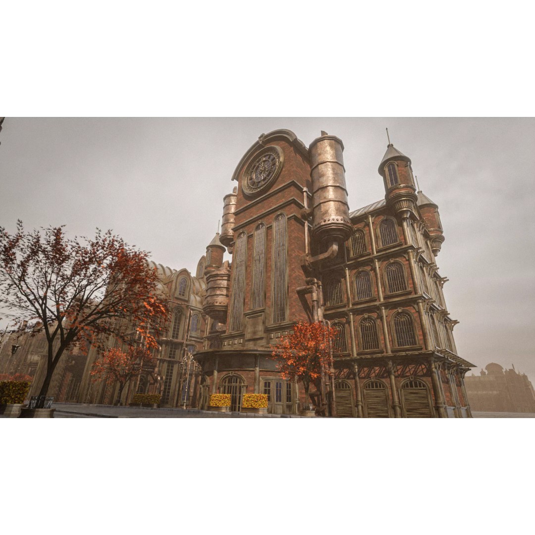 Steampunk Industrial Building 3D Model – Low Poly Game Asset, Blender - View 15