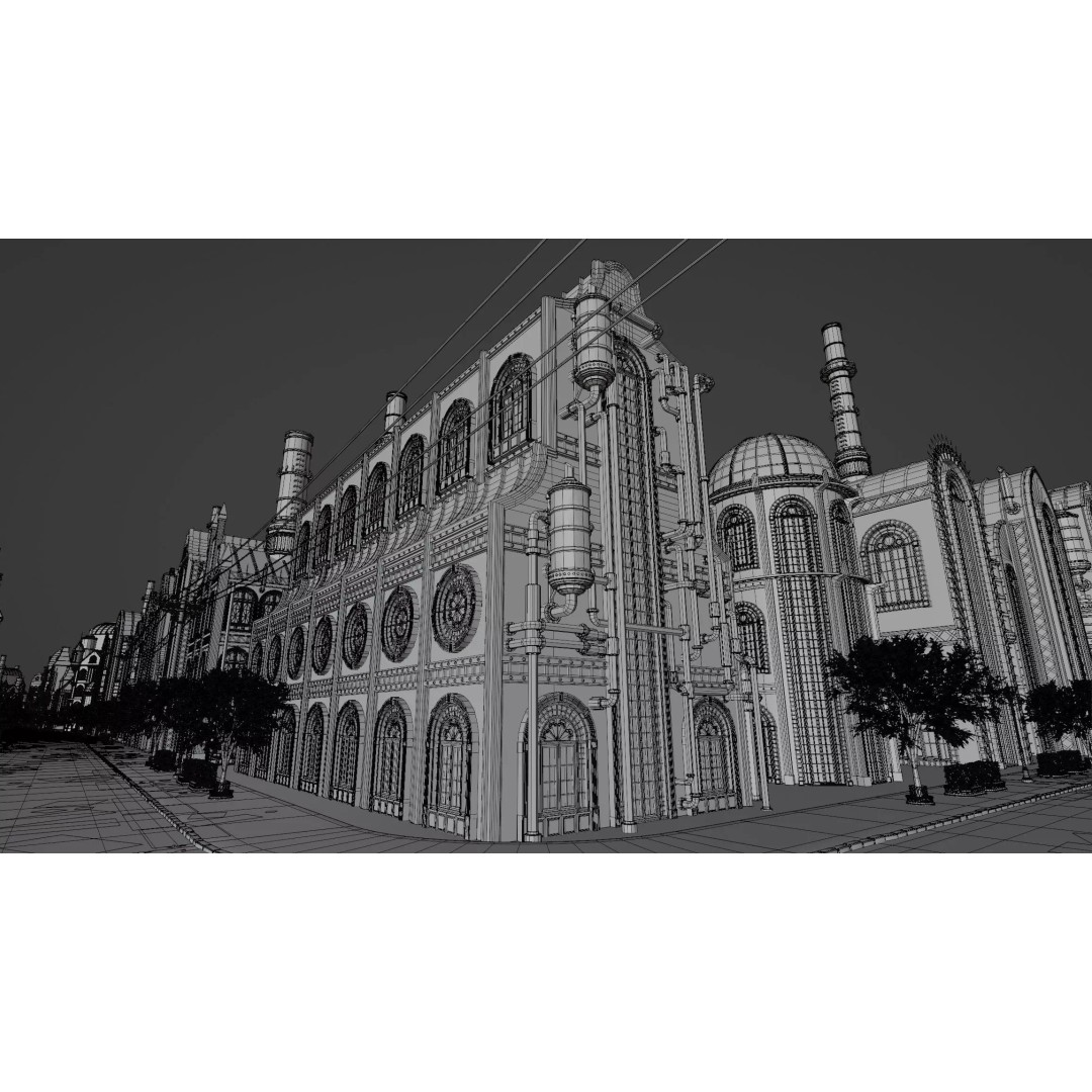 Steampunk Industrial Building 3D Model – Low Poly Game Asset, Blender - View 21