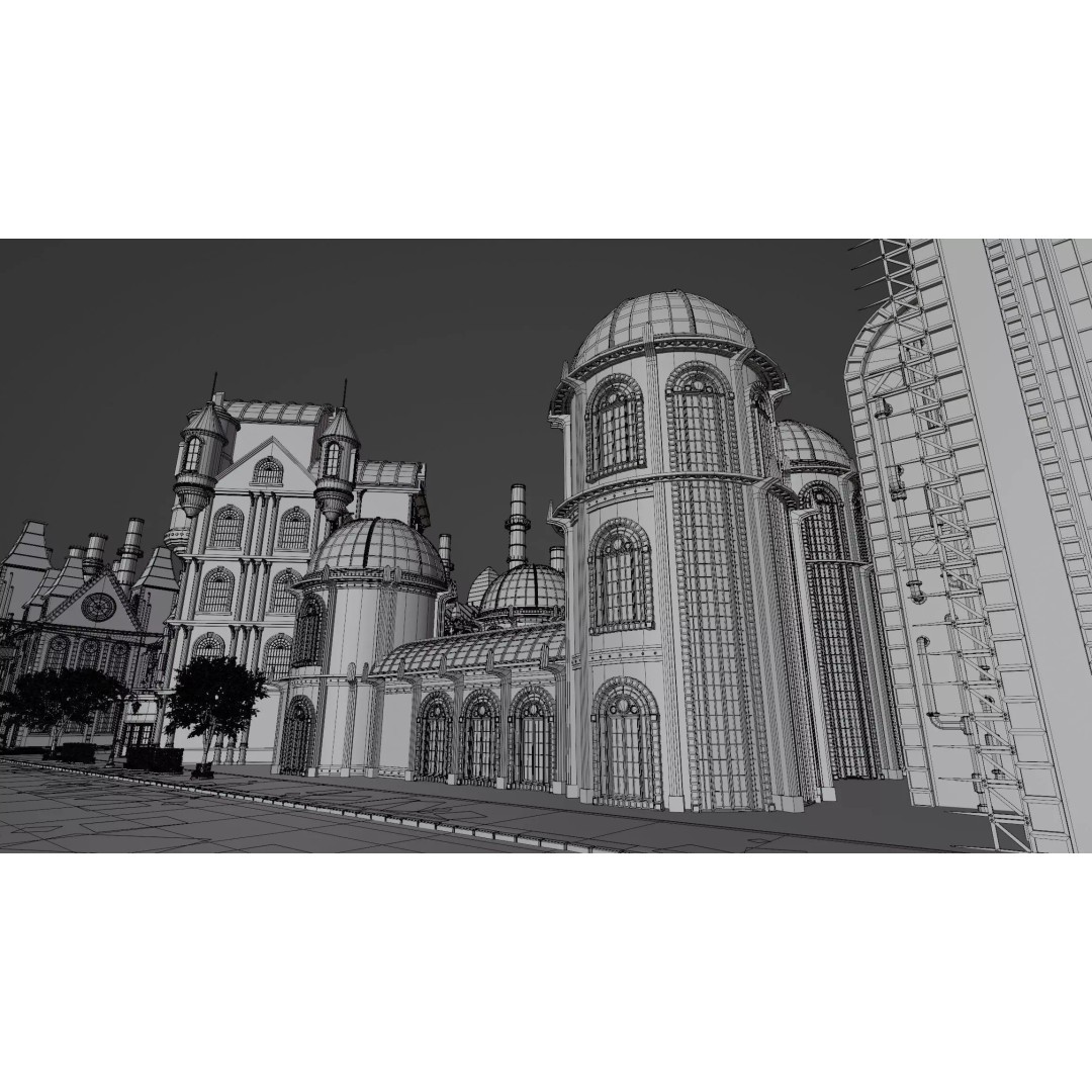 Steampunk Industrial Building 3D Model – Low Poly Game Asset, Blender - View 22