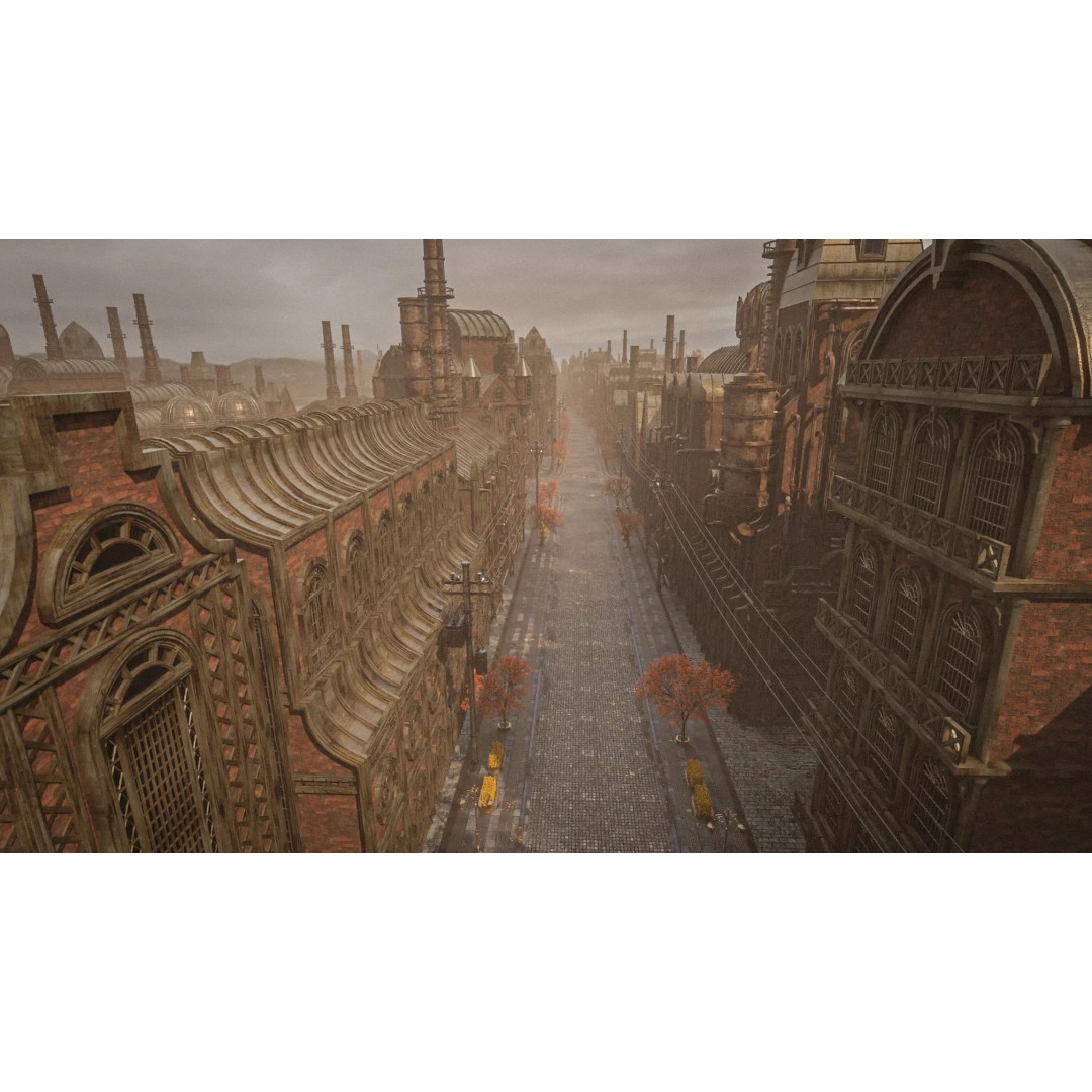 Steampunk Industrial Building 3D Model – Low Poly Game Asset, Blender - View 3