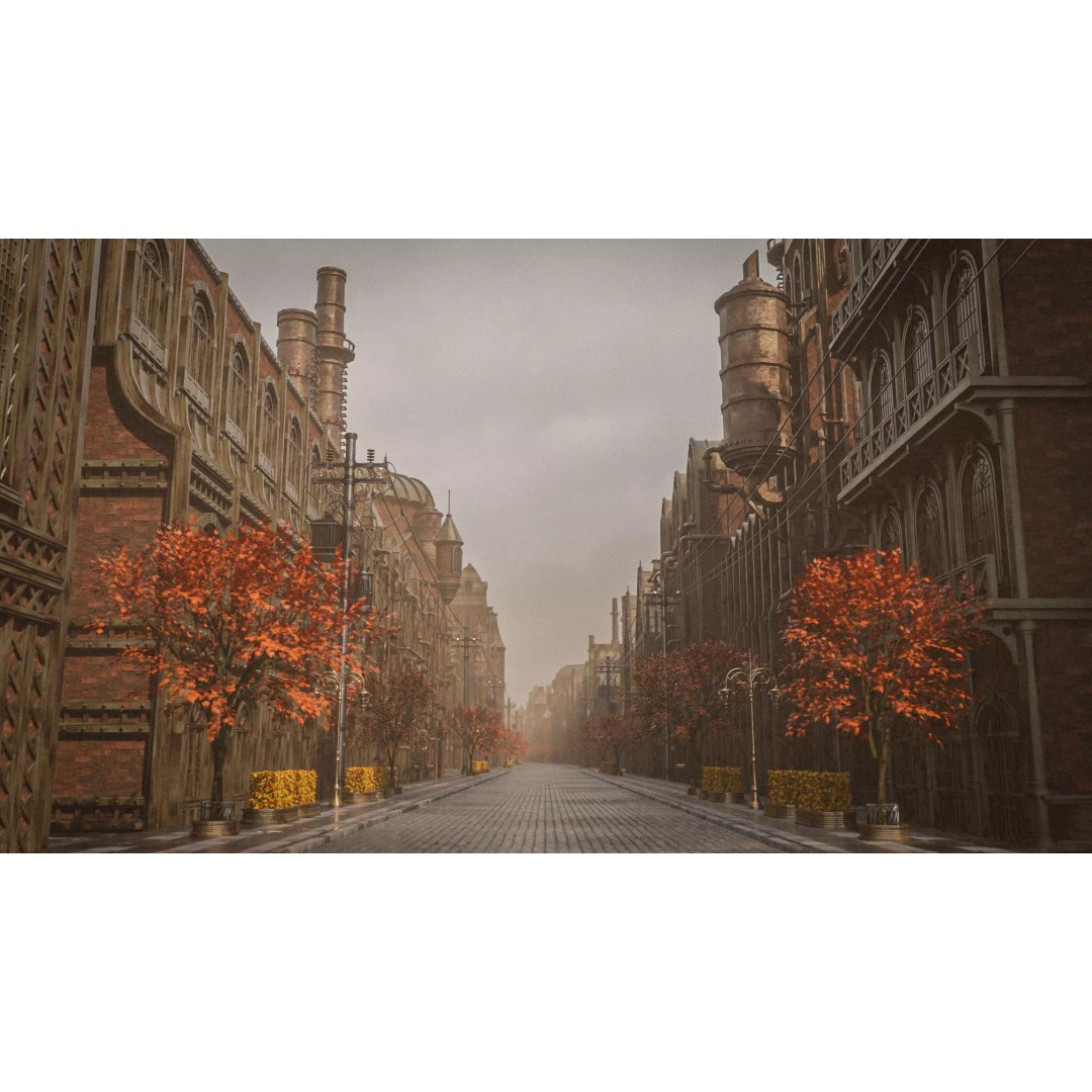 Steampunk Industrial Building 3D Model – Low Poly Game Asset, Blender - View 4