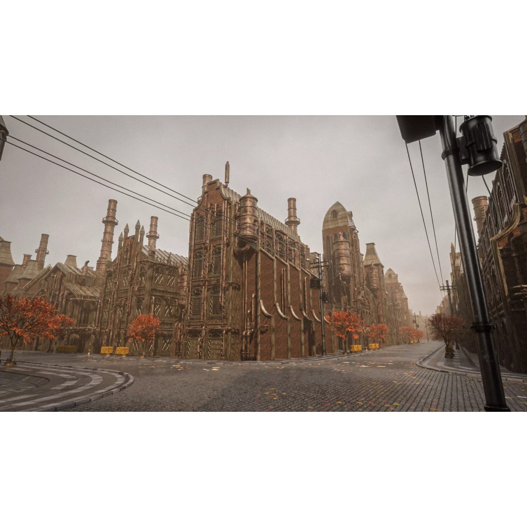 Steampunk Industrial Building 3D Model – Low Poly Game Asset, Blender - View 5
