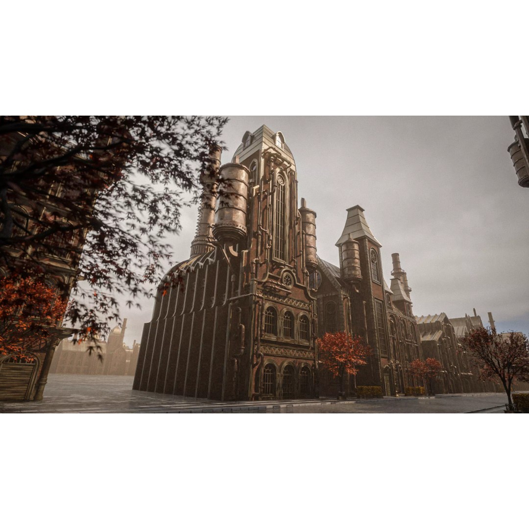 Steampunk Industrial Building 3D Model – Low Poly Game Asset, Blender - View 6