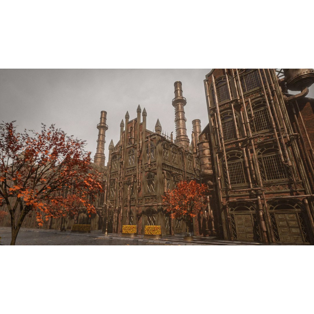 Steampunk Industrial Building 3D Model – Low Poly Game Asset, Blender - View 9