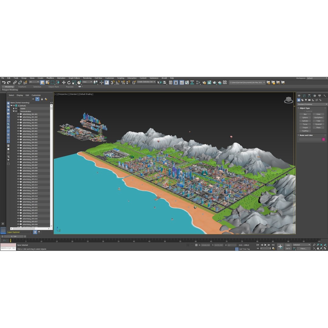 Megacity 3D Model – Low Poly Cityscape with Traffic System, FBX, Blender