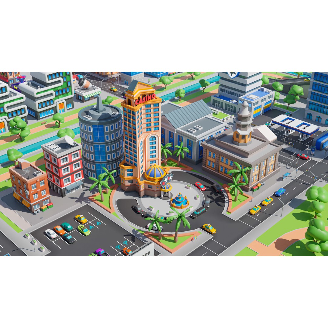 Megacity 3D Model – Low Poly Cityscape with Traffic System, FBX, Blender - View 11
