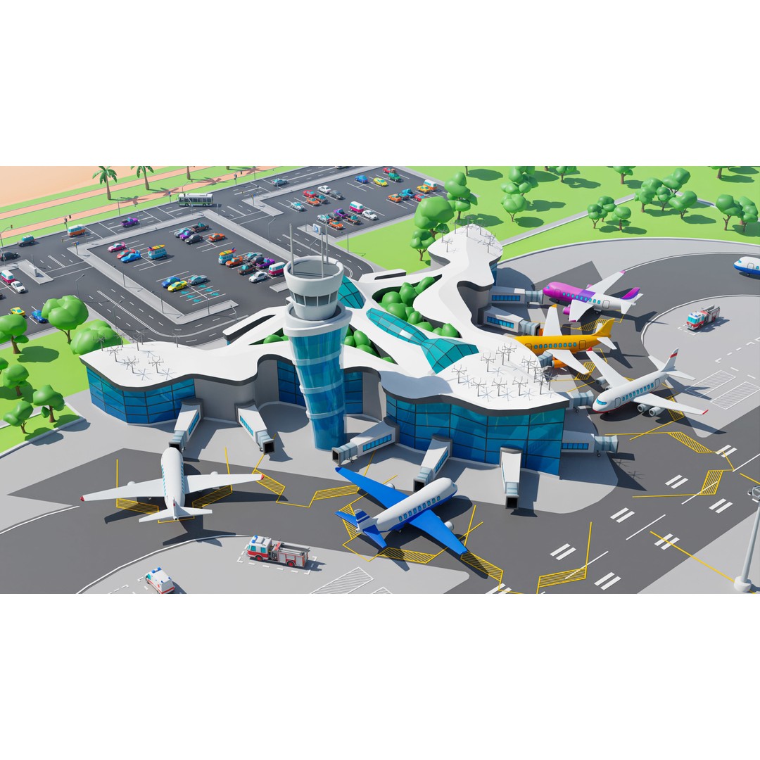 Megacity 3D Model – Low Poly Cityscape with Traffic System, FBX, Blender - View 17