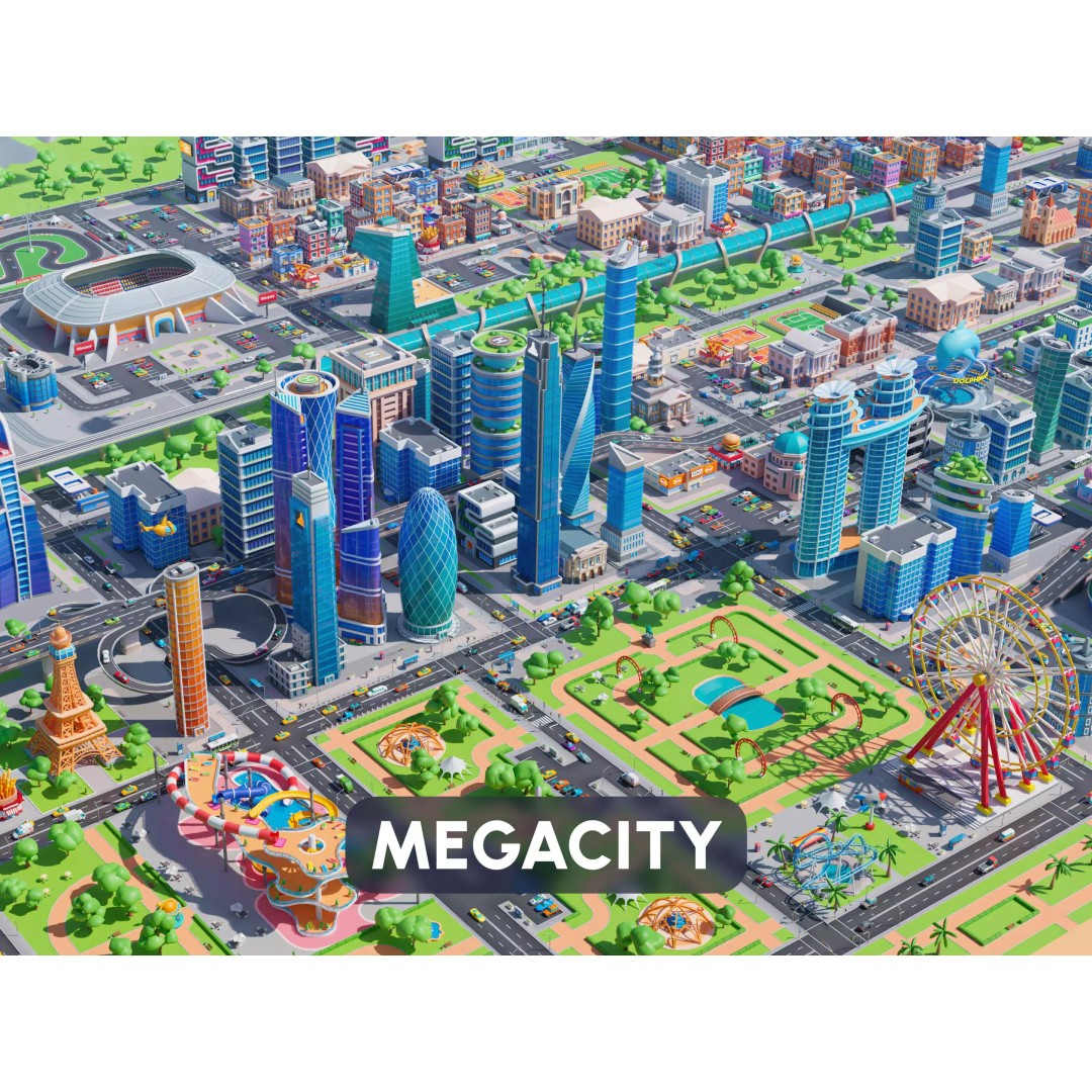 Megacity 3D Model – Low Poly Cityscape with Traffic System, FBX, Blender - View 2