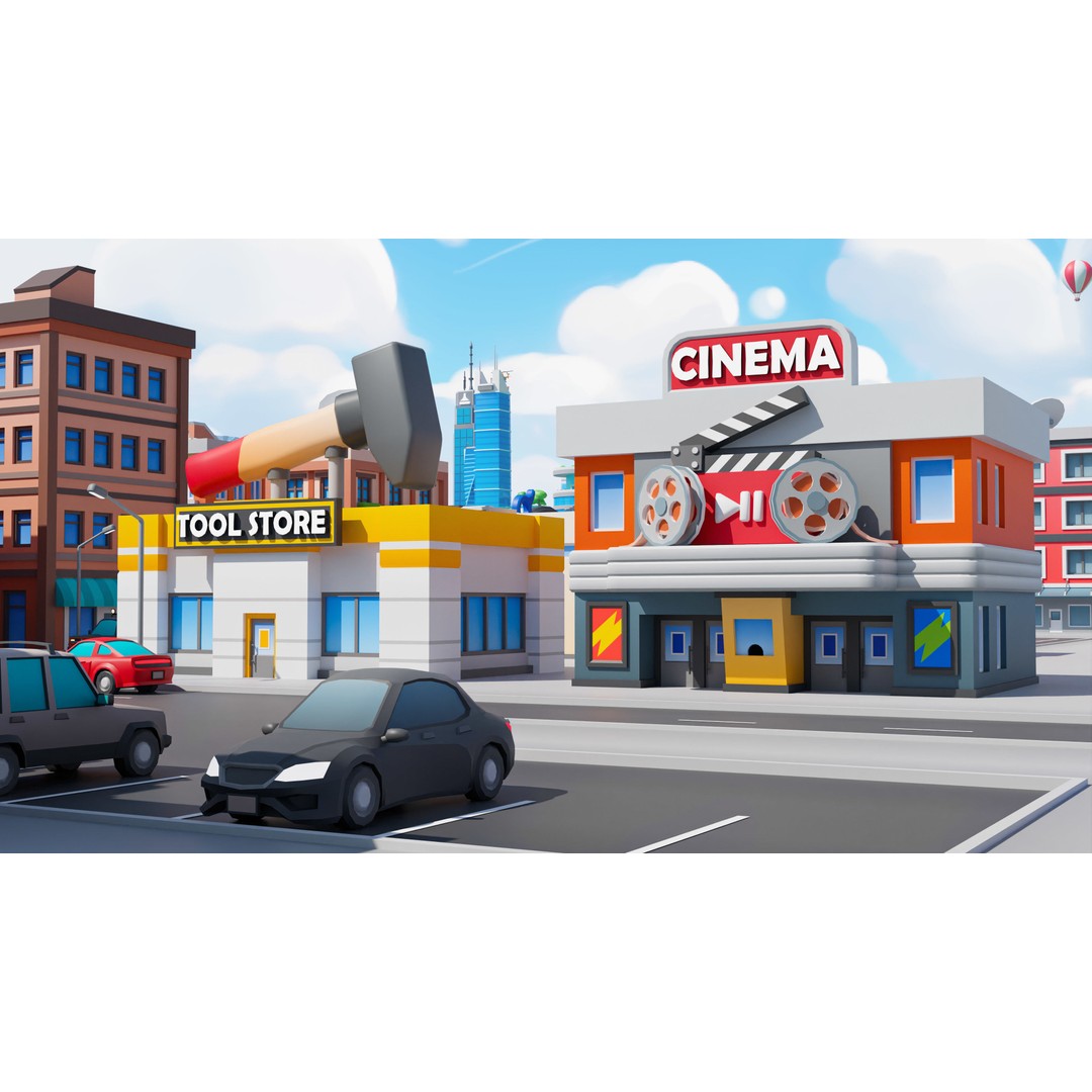 Megacity 3D Model – Low Poly Cityscape with Traffic System, FBX, Blender - View 20
