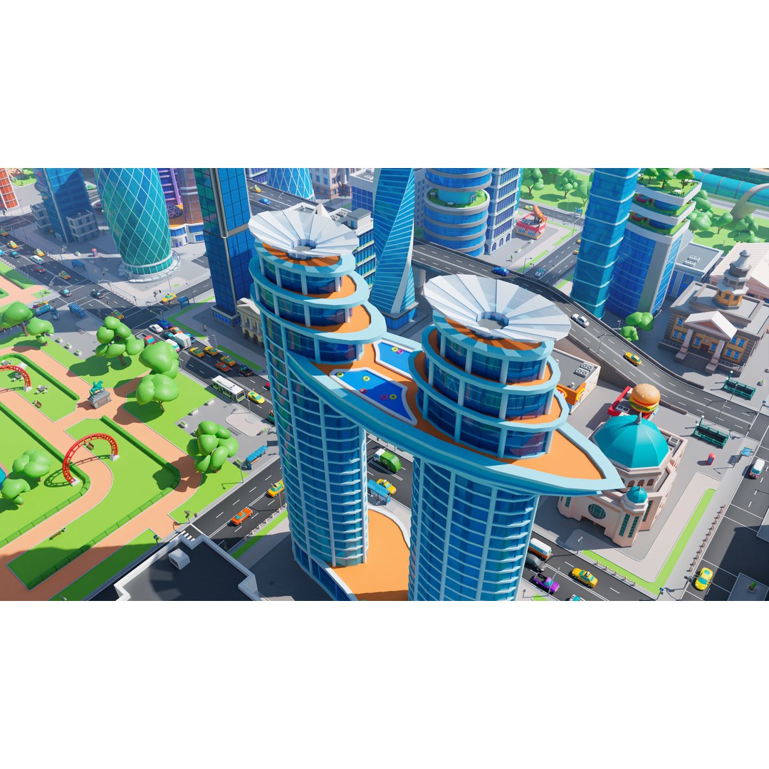 Megacity 3D Model – Low Poly Cityscape with Traffic System, FBX, Blender - View 21