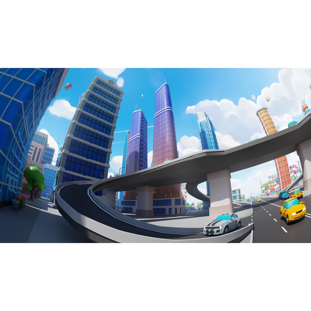 Megacity 3D Model – Low Poly Cityscape with Traffic System, FBX, Blender - View 25