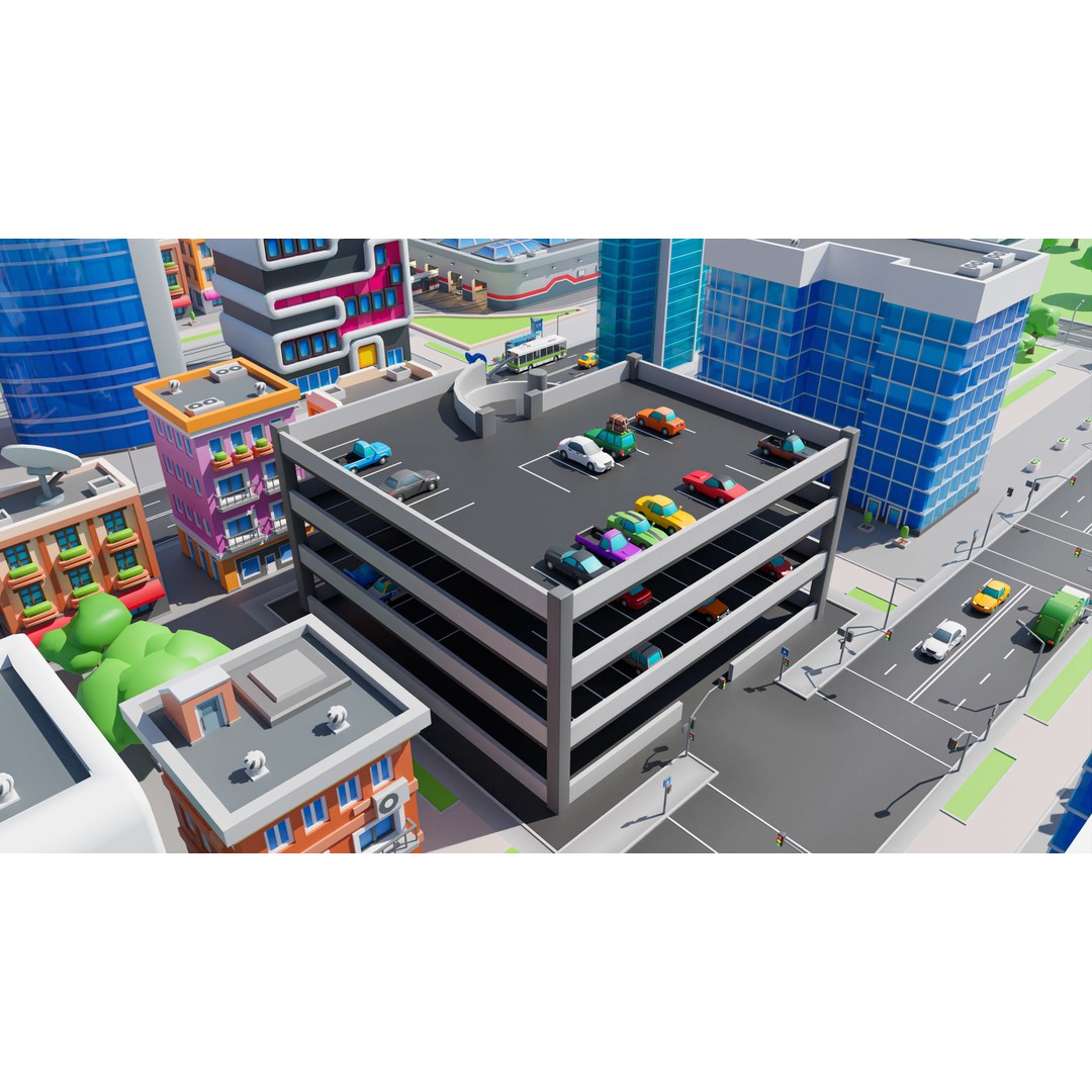 Megacity 3D Model – Low Poly Cityscape with Traffic System, FBX, Blender - View 26