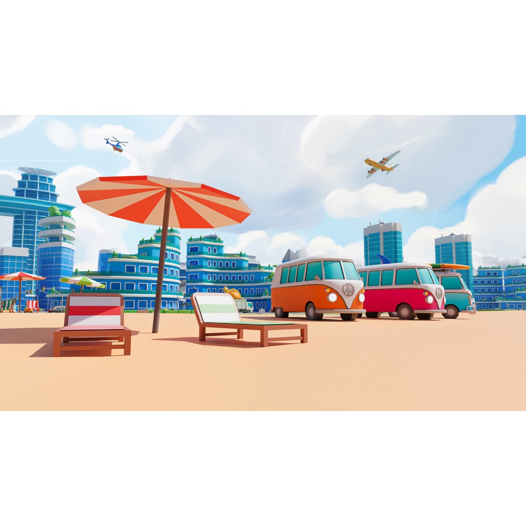 Megacity 3D Model – Low Poly Cityscape with Traffic System, FBX, Blender - View 27