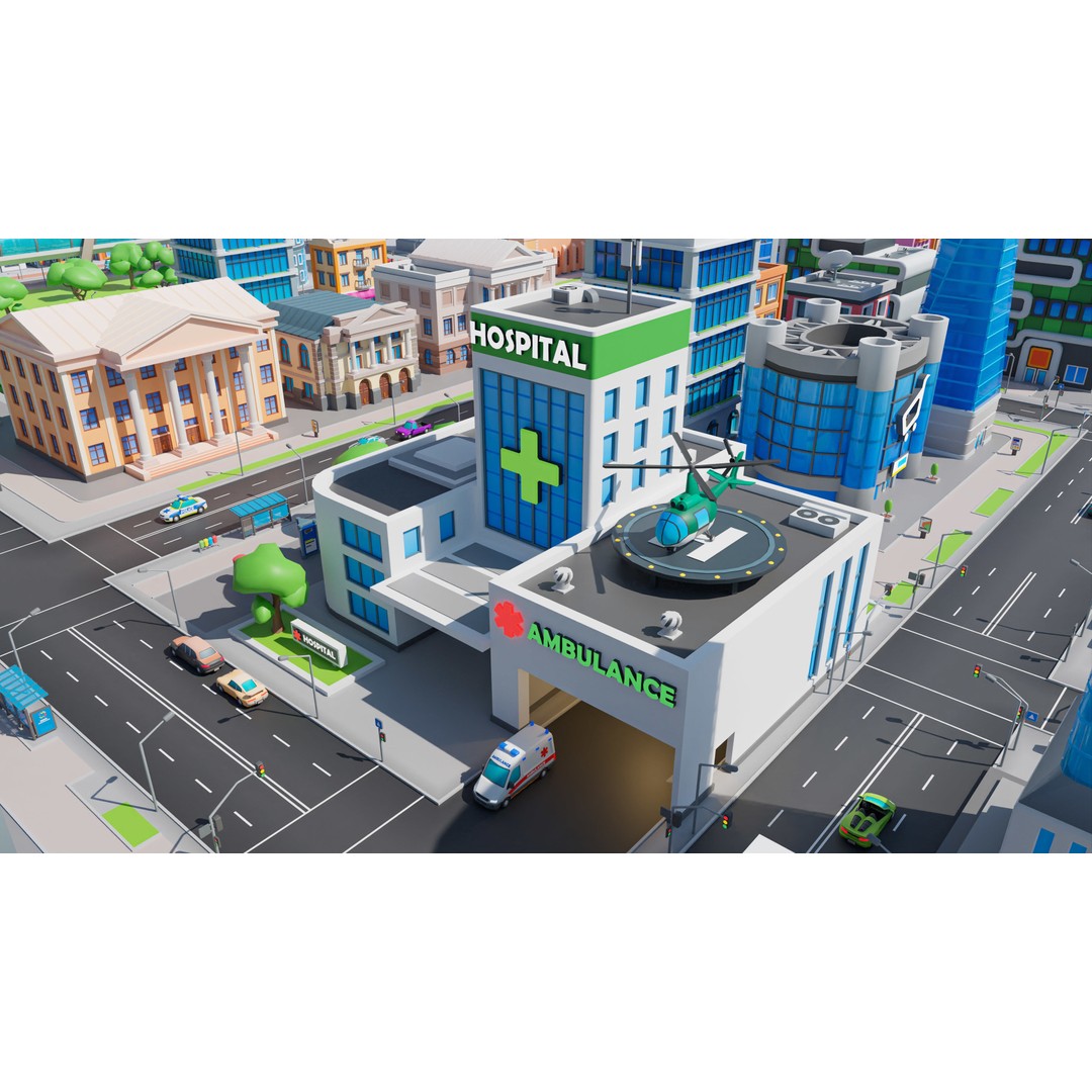 Megacity 3D Model – Low Poly Cityscape with Traffic System, FBX, Blender - View 31
