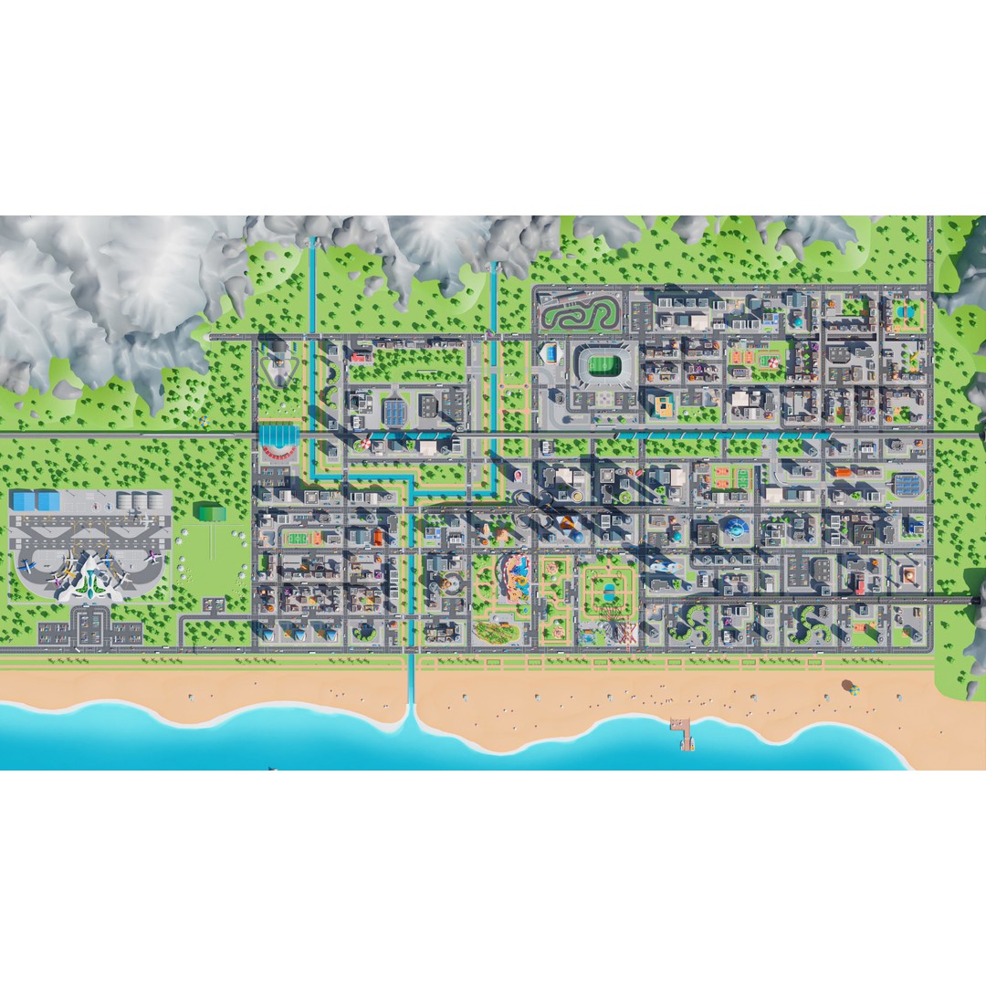 Megacity 3D Model – Low Poly Cityscape with Traffic System, FBX, Blender - View 46
