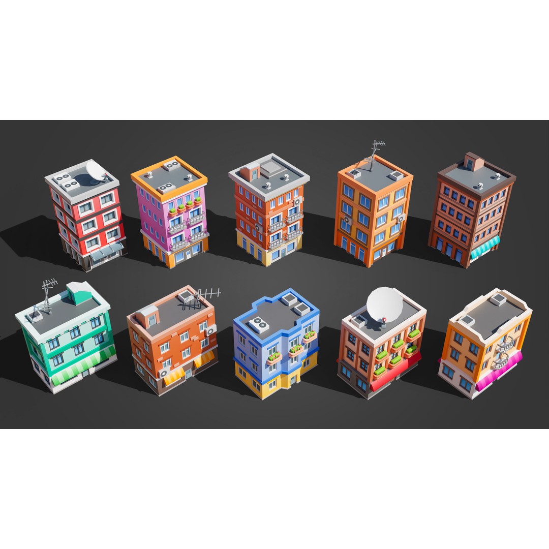 Megacity 3D Model – Low Poly Cityscape with Traffic System, FBX, Blender - View 48