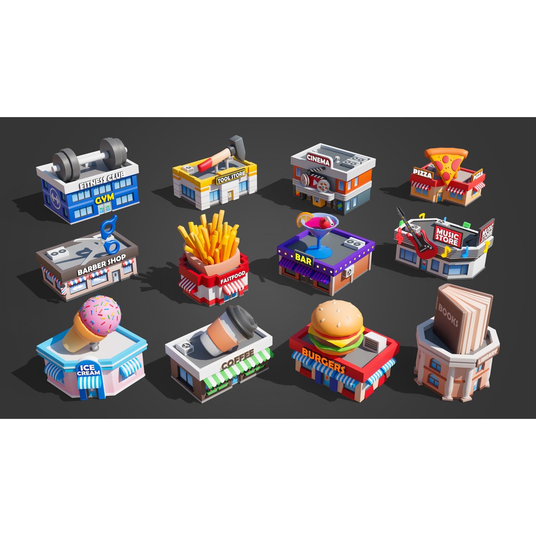 Megacity 3D Model – Low Poly Cityscape with Traffic System, FBX, Blender - View 49