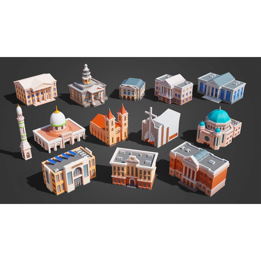 Megacity 3D Model – Low Poly Cityscape with Traffic System, FBX, Blender - View 50