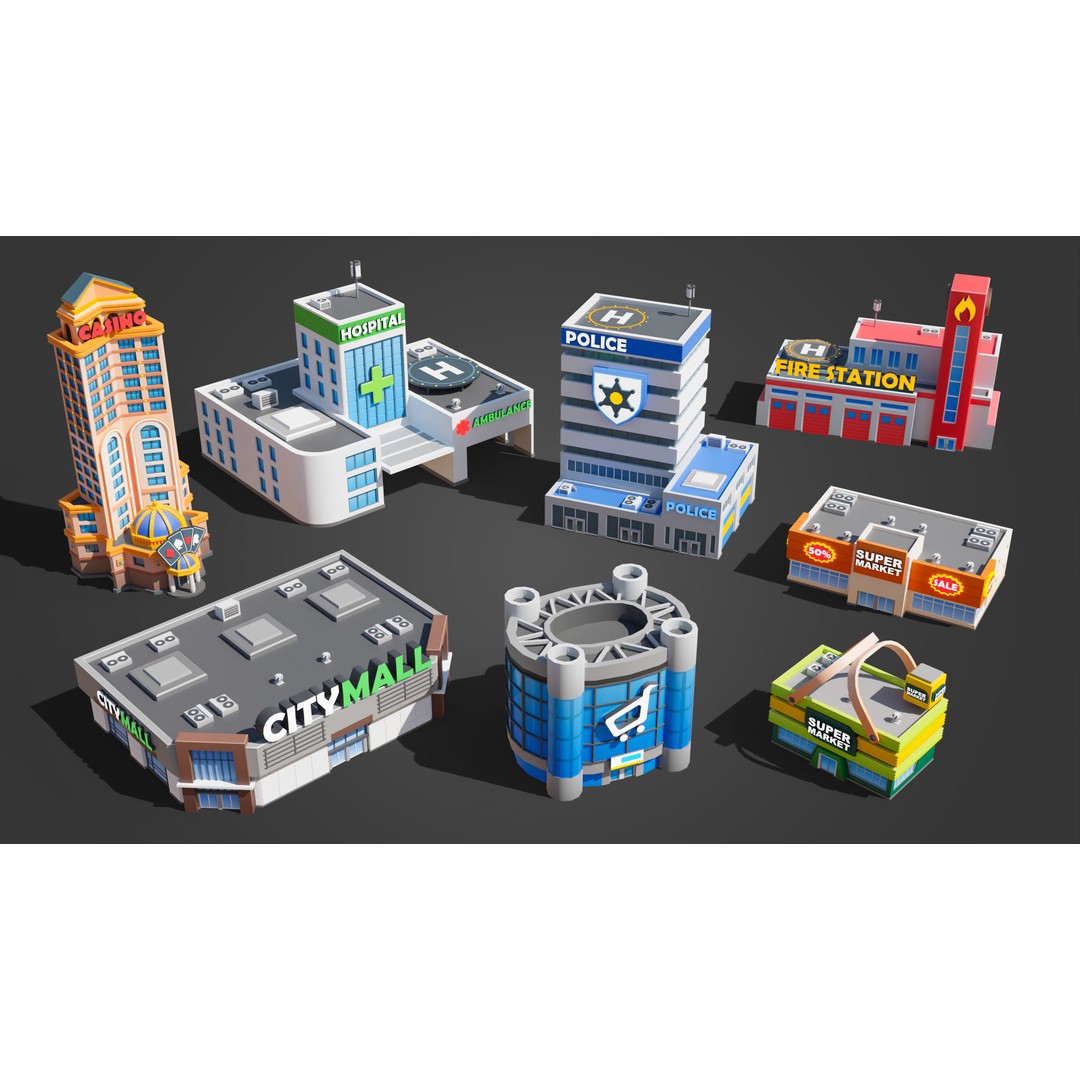 Megacity 3D Model – Low Poly Cityscape with Traffic System, FBX, Blender - View 51