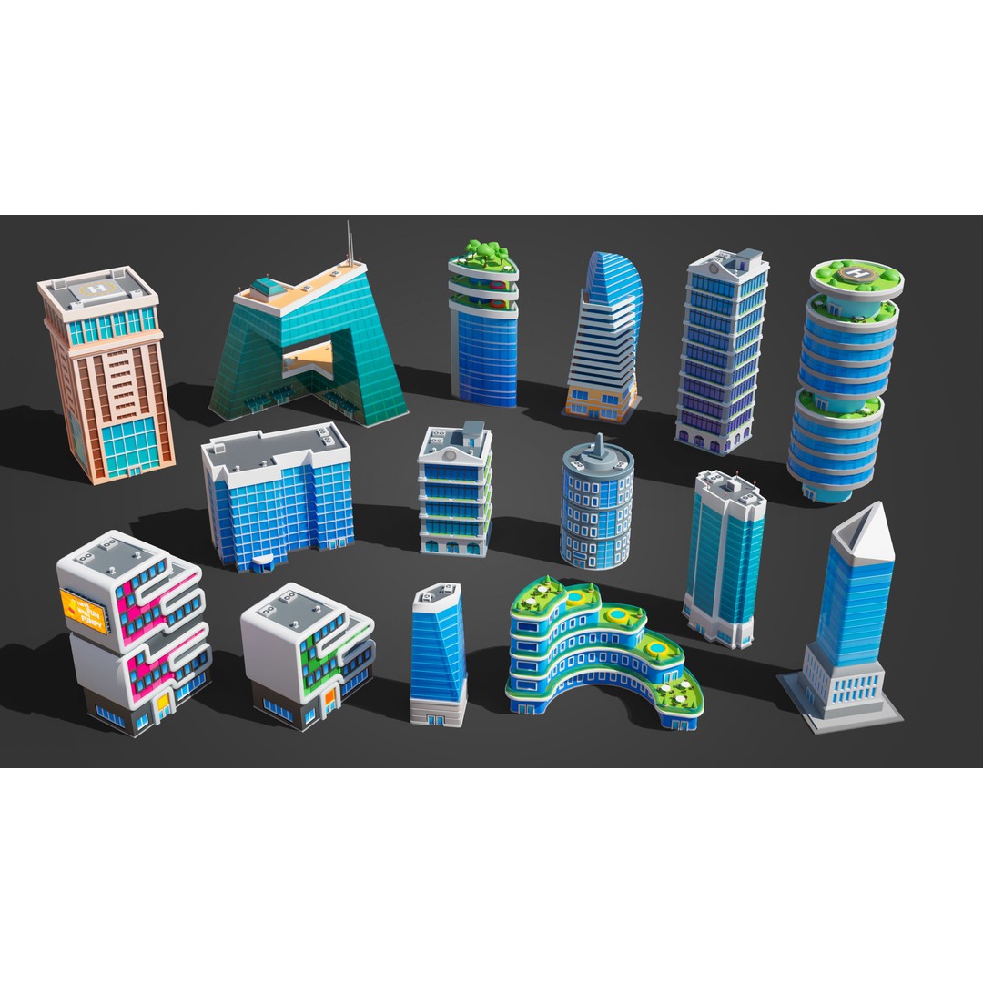 Megacity 3D Model – Low Poly Cityscape with Traffic System, FBX, Blender - View 52