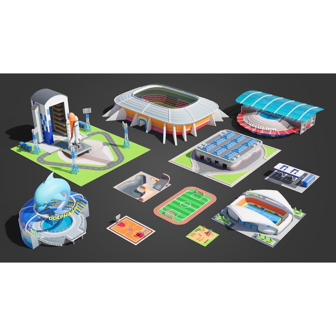 Megacity 3D Model – Low Poly Cityscape with Traffic System, FBX, Blender - View 53