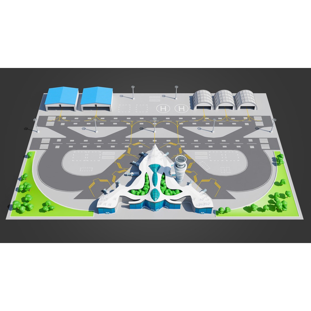 Megacity 3D Model – Low Poly Cityscape with Traffic System, FBX, Blender - View 55