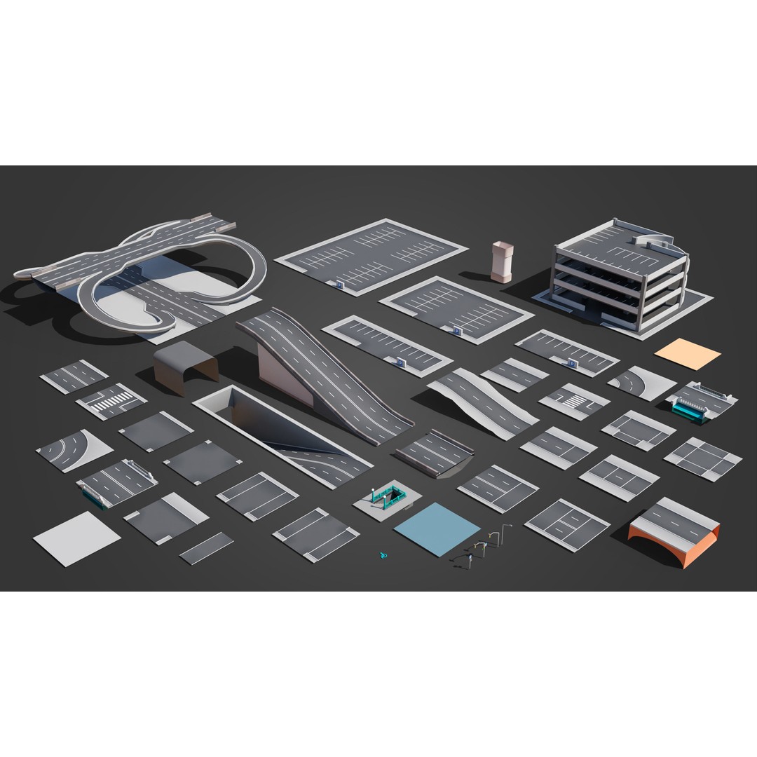 Megacity 3D Model – Low Poly Cityscape with Traffic System, FBX, Blender - View 56