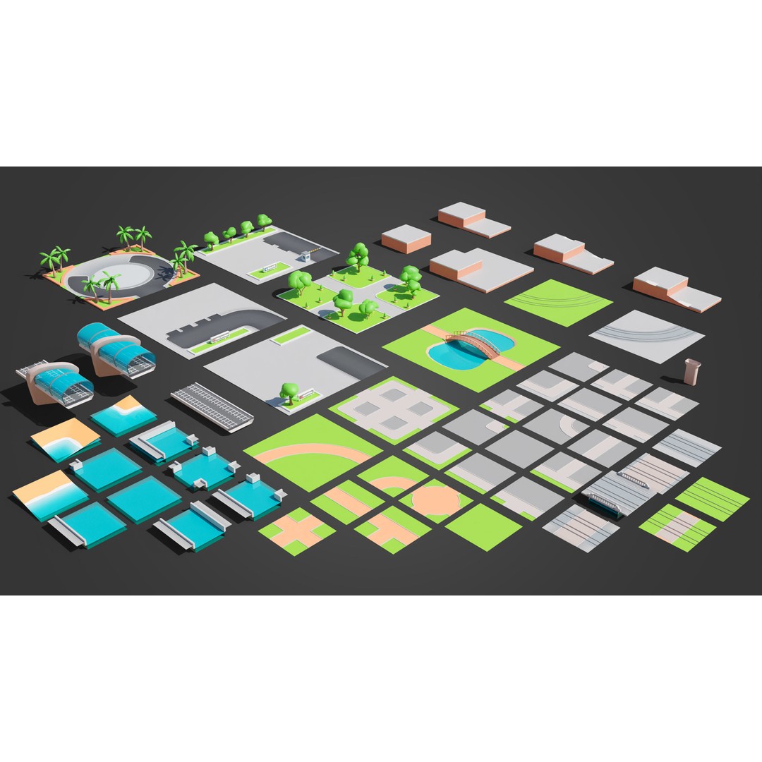 Megacity 3D Model – Low Poly Cityscape with Traffic System, FBX, Blender - View 57