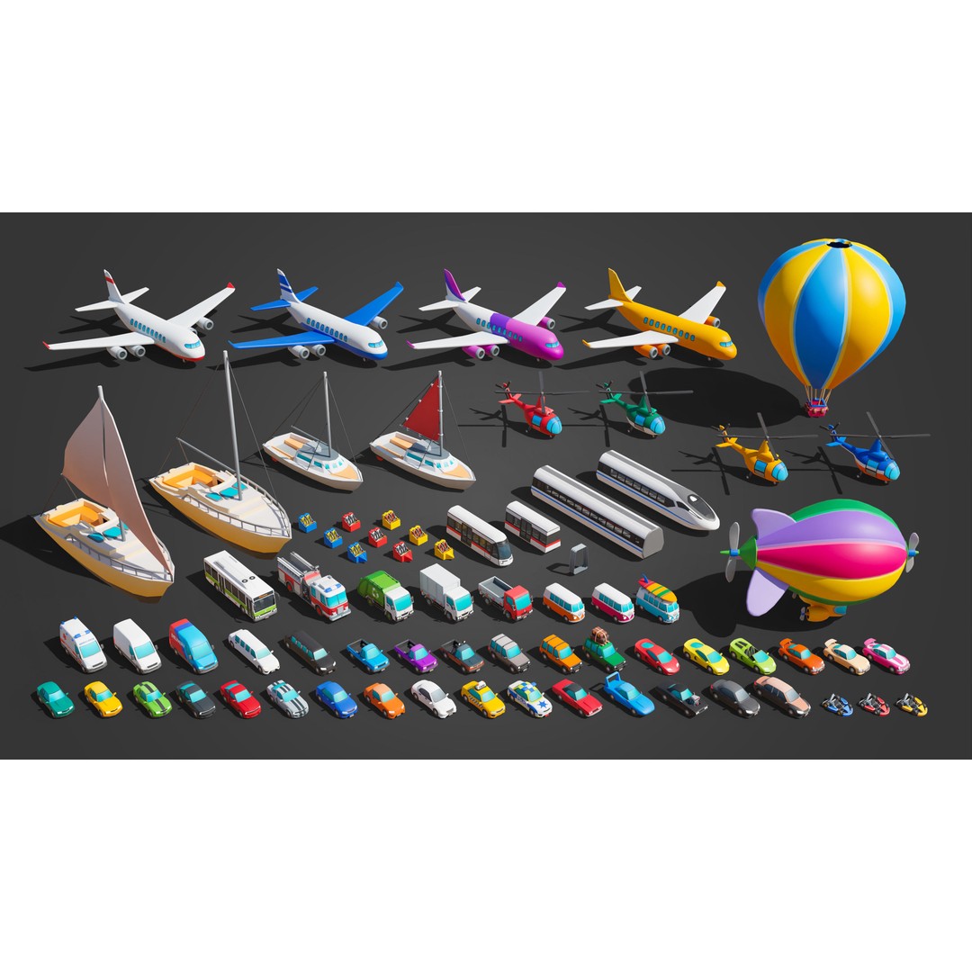 Megacity 3D Model – Low Poly Cityscape with Traffic System, FBX, Blender - View 58