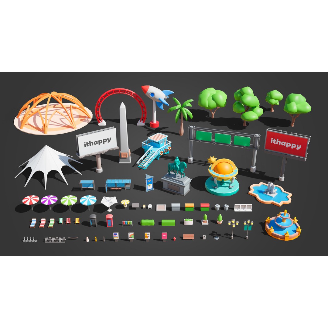 Megacity 3D Model – Low Poly Cityscape with Traffic System, FBX, Blender - View 59