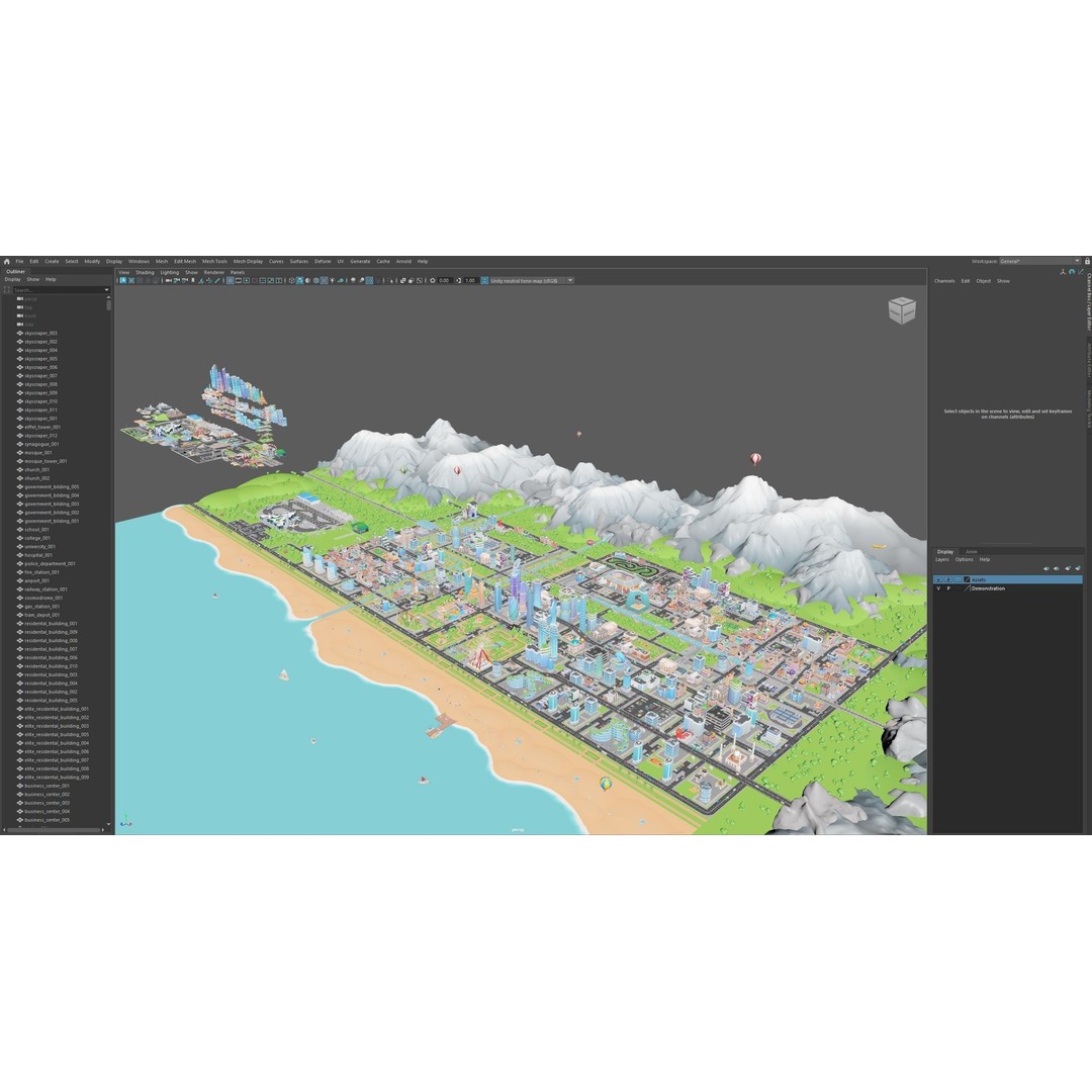 Megacity 3D Model – Low Poly Cityscape with Traffic System, FBX, Blender - View 66